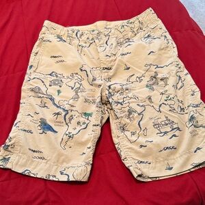 GAP Beige Map & Ocean Print Casual Shorts Size 14